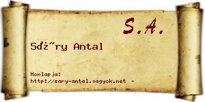 Sáry Antal névjegykártya