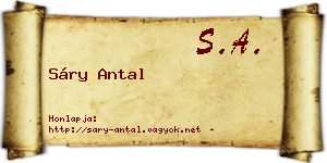 Sáry Antal névjegykártya